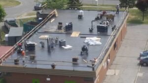 Industrial flat roofing project in Toronto  commercial and durable installation